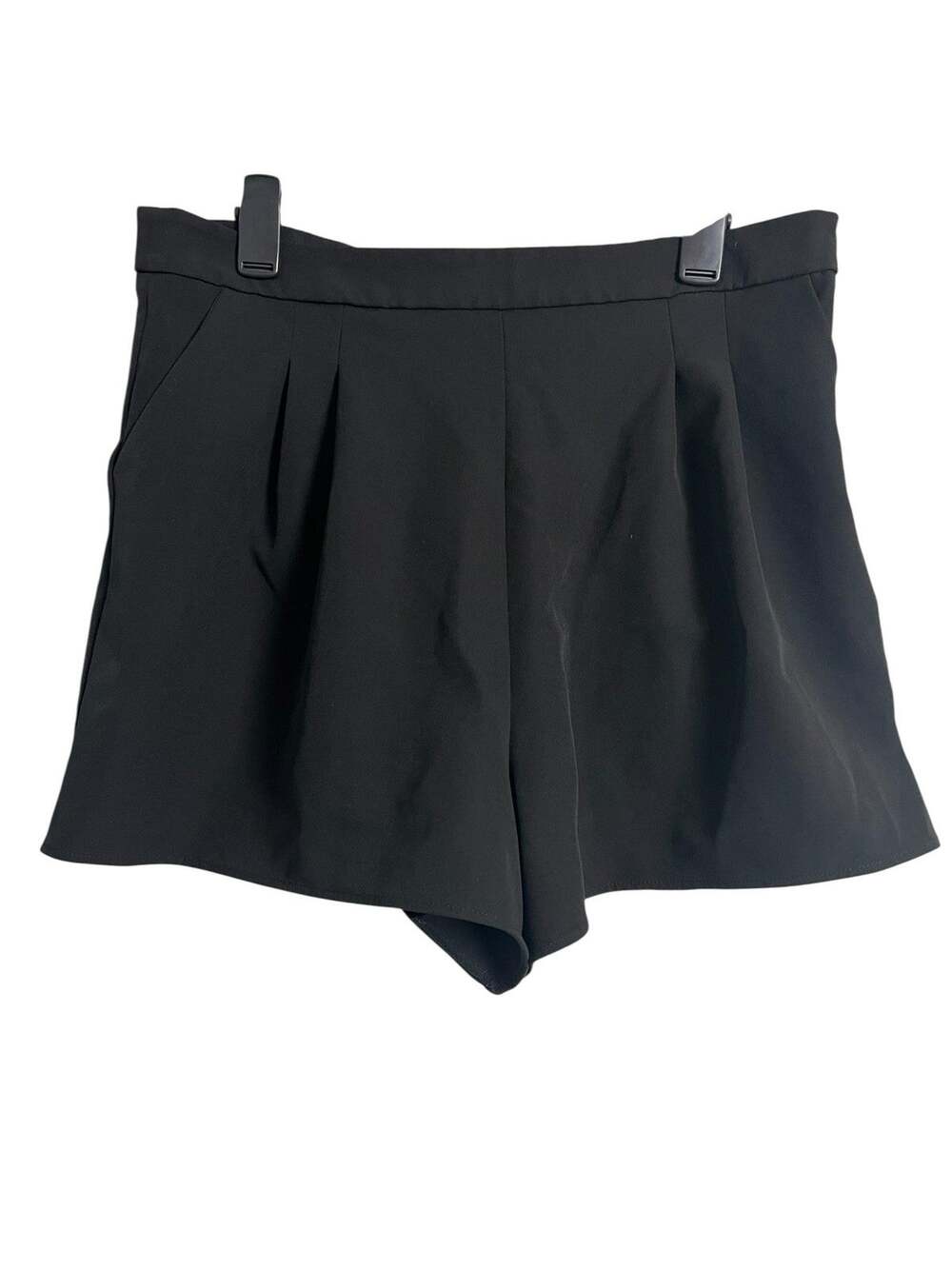 Topshop Trouser Shorts Womens 12 Black Pleated Dressy Pockets Casual Summer